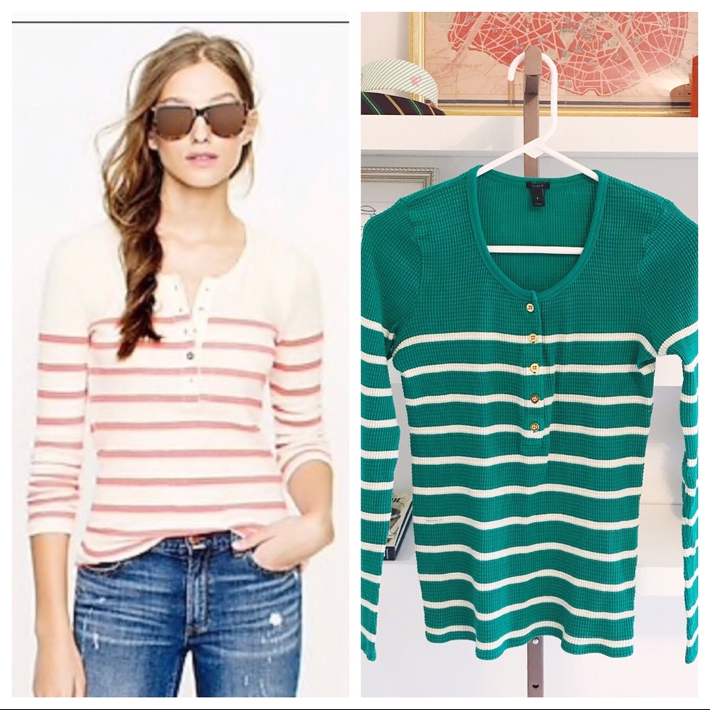 EUC J.Crew Striped Thermal Henley Size S